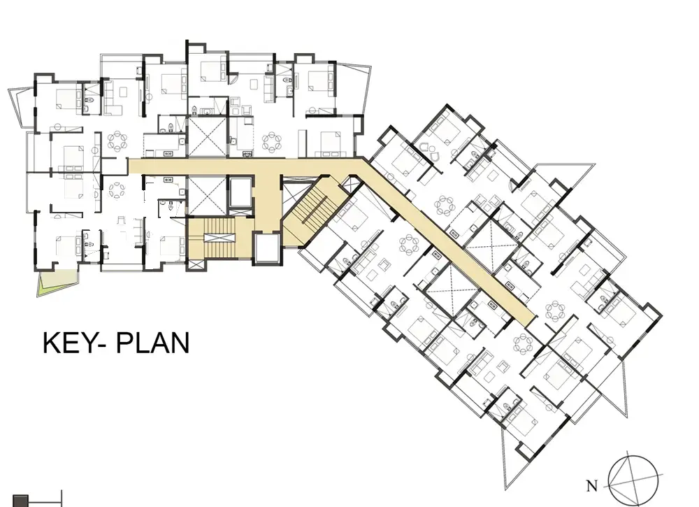 Key plan of a typical floor at UST Skyview showing flats A to G