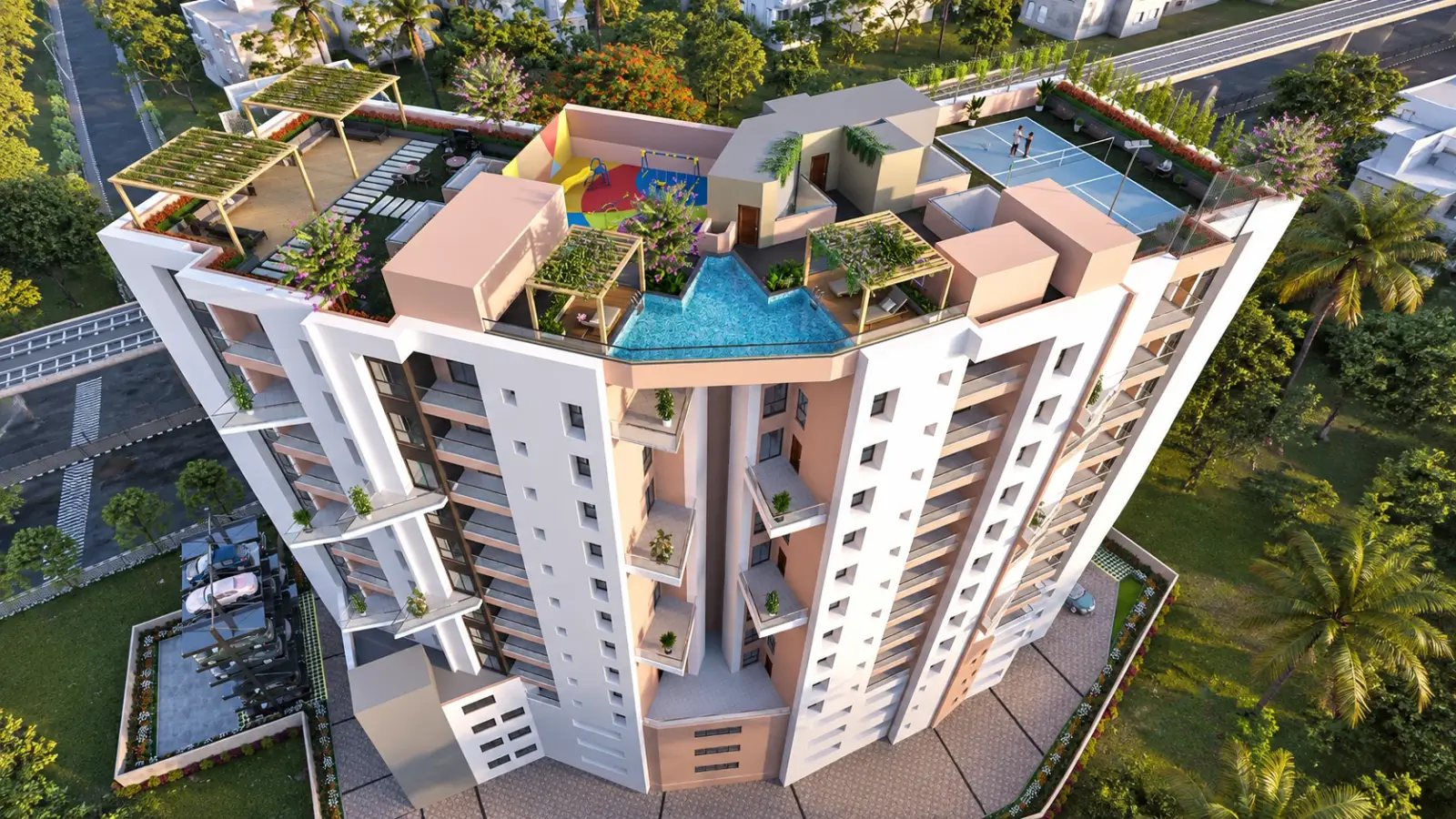 Rooftop amenities deck
